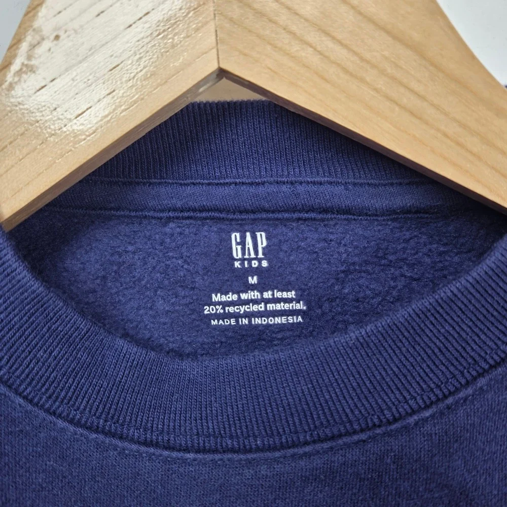 GAP Kids Sweatshirt Unisex Medium 8 Navy Blue Crewneck Fleece Pullover‎ Classic